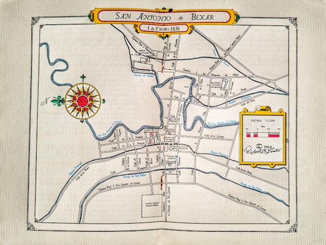 Map of San Antonio de Bexar January 1, 1836 by Historian Richard G. Santos